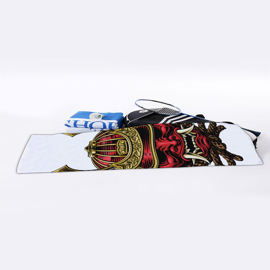 Japanese Samurai Helmet Print Sports Towel