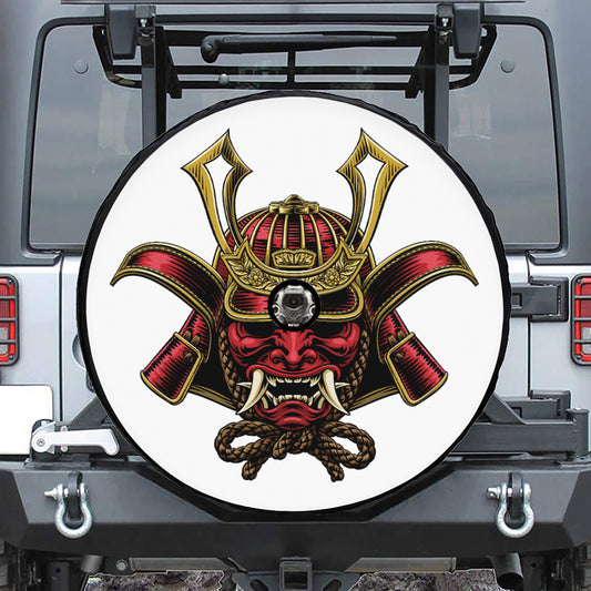 Japanese Samurai Helmet Print Tire Cover With Camera Hole