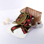 Japanese Samurai Helmet Print Towel