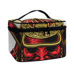 Japanese Samurai Helmet Print Travel Makeup Bag