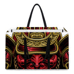 Japanese Samurai Helmet Print Utility Tote Bag
