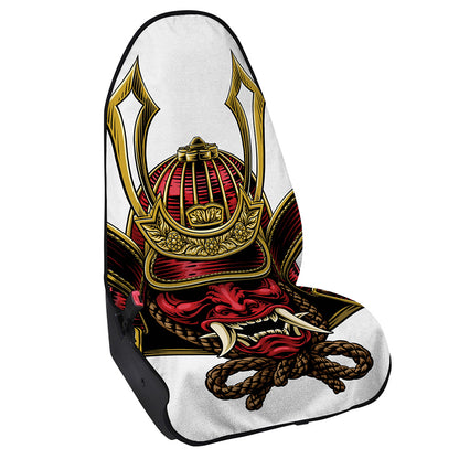 Japanese Samurai Helmet Print Waterproof Car Seat Cover