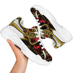 Japanese Samurai Helmet Print White Chunky Shoes