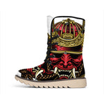 Japanese Samurai Helmet Print Winter Boots
