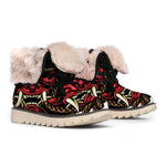 Japanese Samurai Helmet Print Winter Boots