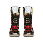 Japanese Samurai Helmet Print Winter Boots