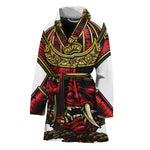 Japanese Samurai Helmet Print Women's Bathrobe