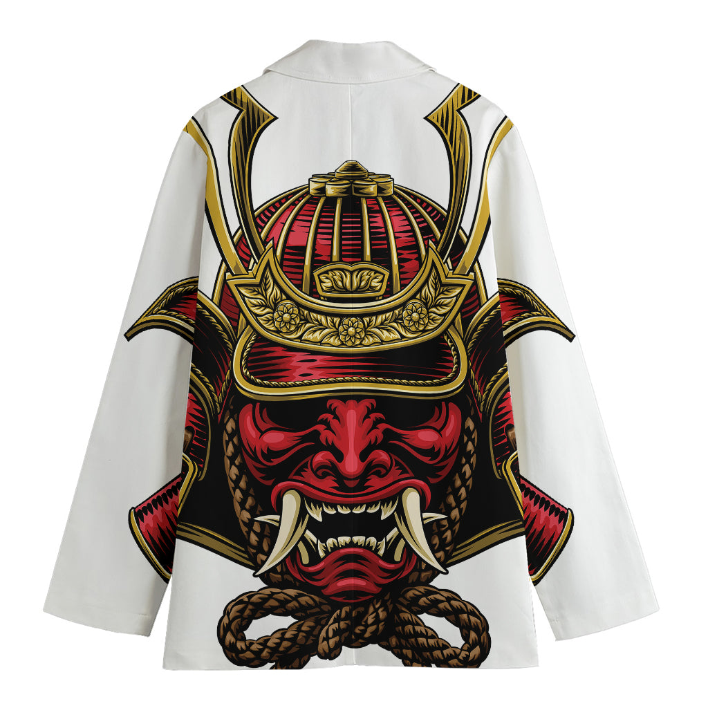 Japanese Samurai Helmet Print Women's Blazer