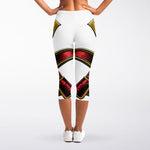 Japanese Samurai Helmet Print Women's Capri Leggings