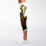 Japanese Samurai Helmet Print Women's Capri Leggings