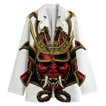Japanese Samurai Helmet Print Women's Cotton Blazer