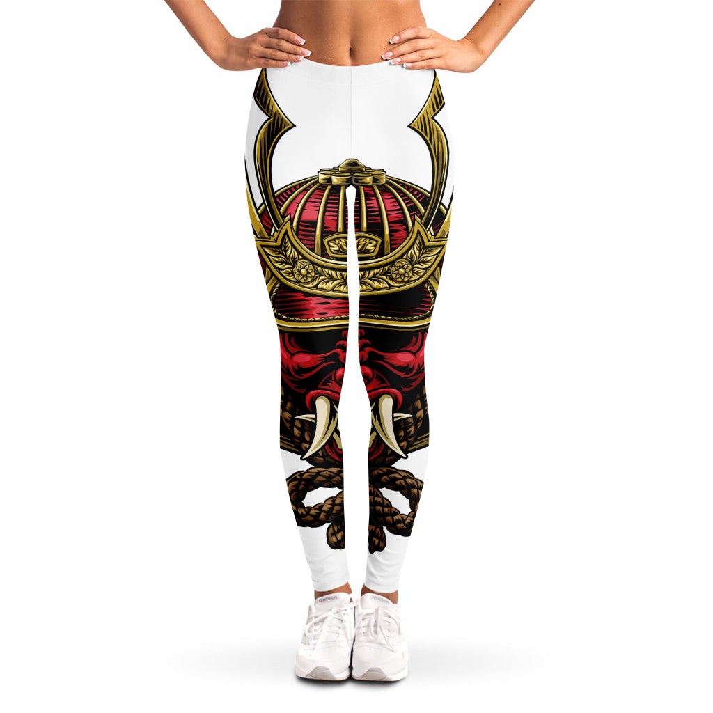 Japanese Samurai Helmet Print Women's Leggings