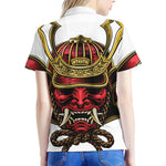 Japanese Samurai Helmet Print Women's Polo Shirt