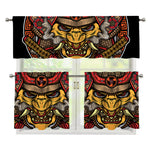 Japanese Samurai Mask Print 3 Piece Kitchen Curtains