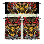 Japanese Samurai Mask Print 3 Piece Kitchen Curtains