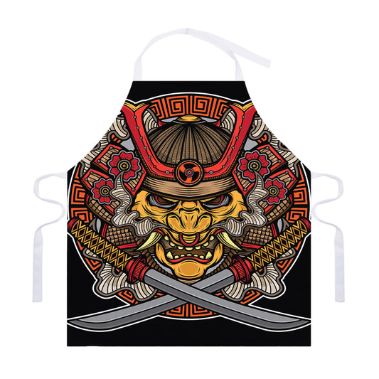 Japanese Samurai Mask Print Adjustable Apron
