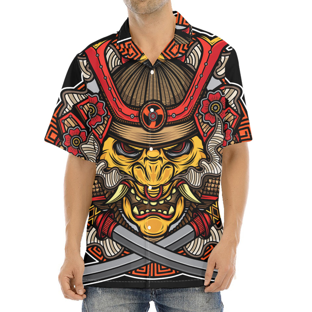 Japanese Samurai Mask Print Aloha Shirt