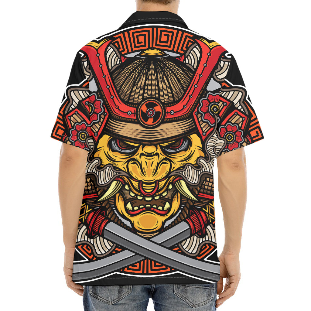 Japanese Samurai Mask Print Aloha Shirt