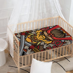 Japanese Samurai Mask Print Baby Crib Sheet
