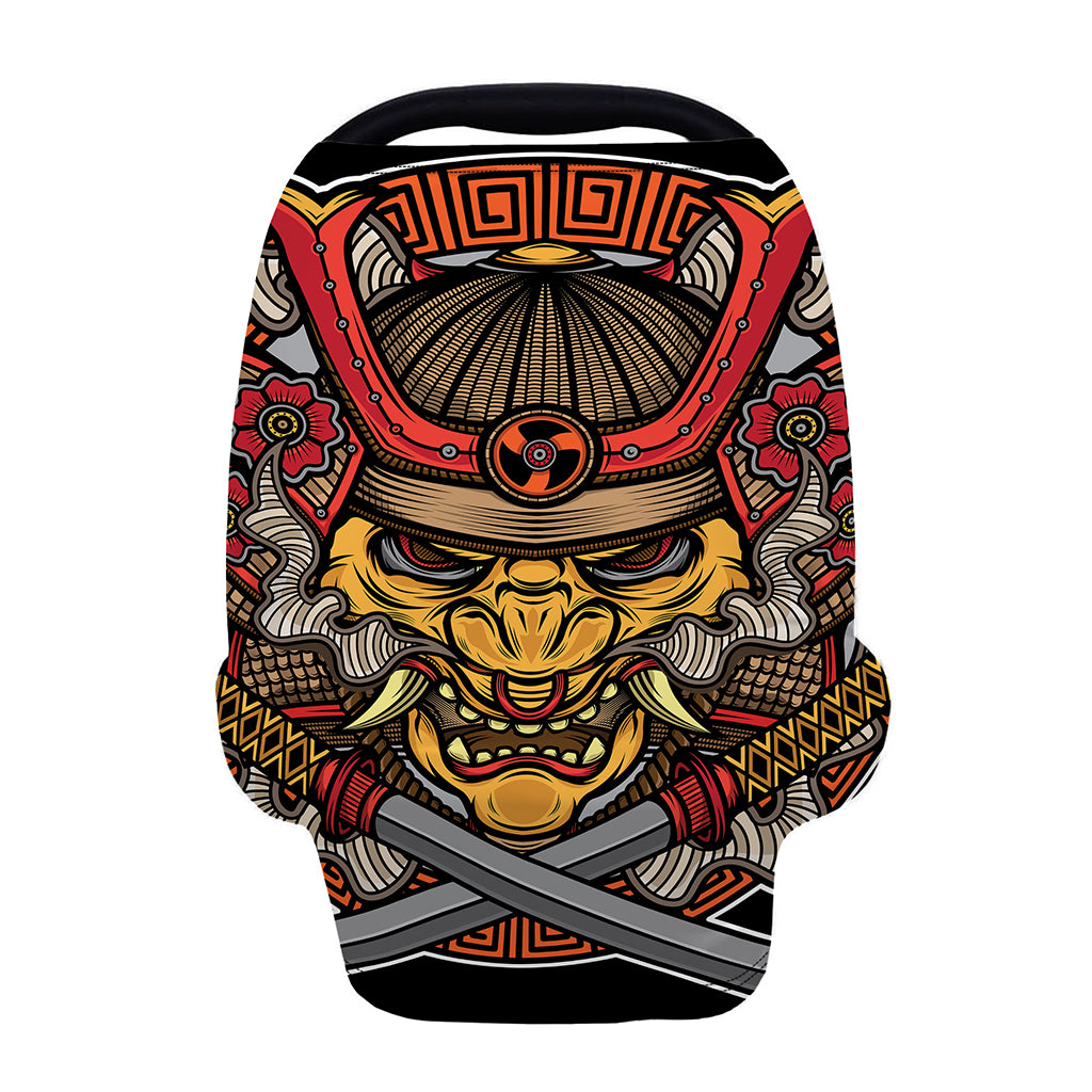Japanese Samurai Mask Print Baby Seat Cover