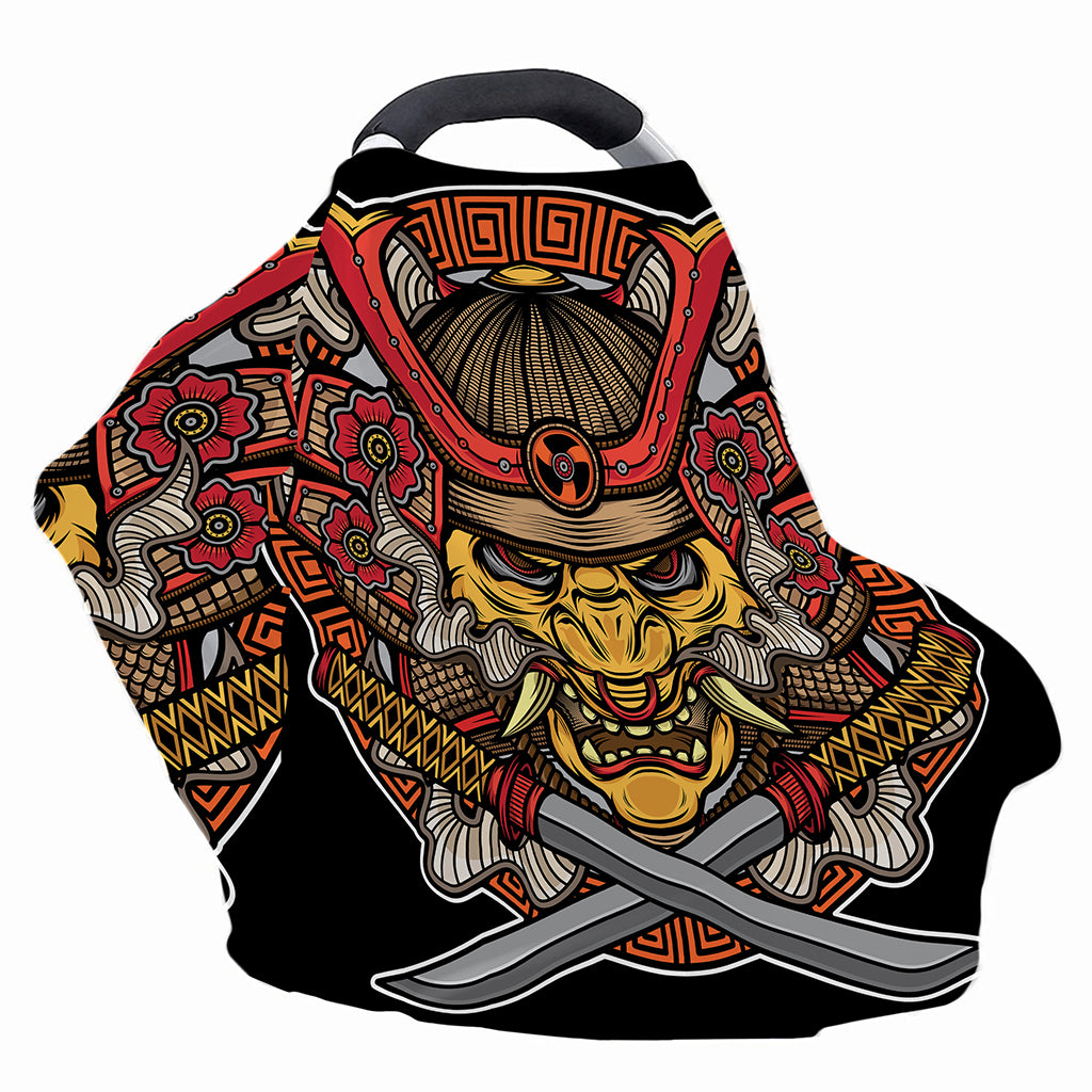 Japanese Samurai Mask Print Baby Seat Cover