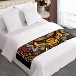 Japanese Samurai Mask Print Bed Runner