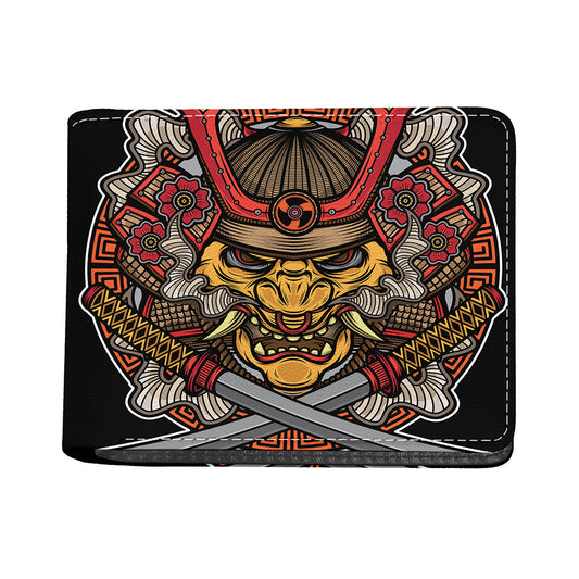 Japanese Samurai Mask Print Bifold Wallet