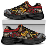 Japanese Samurai Mask Print Black Chunky Shoes