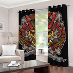 Japanese Samurai Mask Print Blackout Grommet Curtains