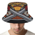 Japanese Samurai Mask Print Bucket Hat