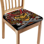 Japanese Samurai Mask Print Chair Cushion Cover