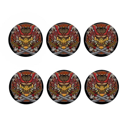 Japanese Samurai Mask Print Coaster Set