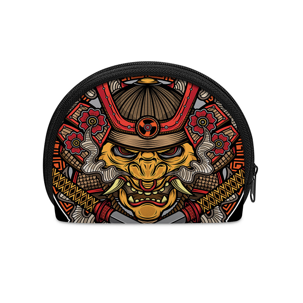 Japanese Samurai Mask Print Coin Purse