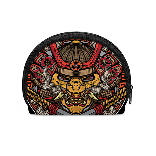 Japanese Samurai Mask Print Coin Purse