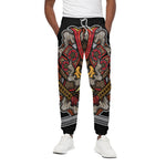 Japanese Samurai Mask Print Cotton Pants