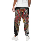 Japanese Samurai Mask Print Cotton Pants