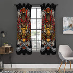 Japanese Samurai Mask Print Curtain