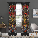 Japanese Samurai Mask Print Curtain