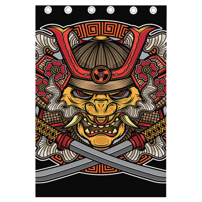 Japanese Samurai Mask Print Curtain