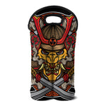 Japanese Samurai Mask Print Double Neoprene Wine Tote