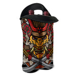 Japanese Samurai Mask Print Double Neoprene Wine Tote