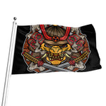 Japanese Samurai Mask Print Flag
