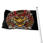 Japanese Samurai Mask Print Flag