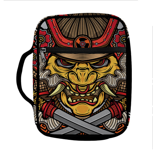 Japanese Samurai Mask Print Front Pocket Bible Bag