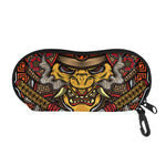 Japanese Samurai Mask Print Glasses Case