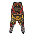 Japanese Samurai Mask Print Hammer Pants