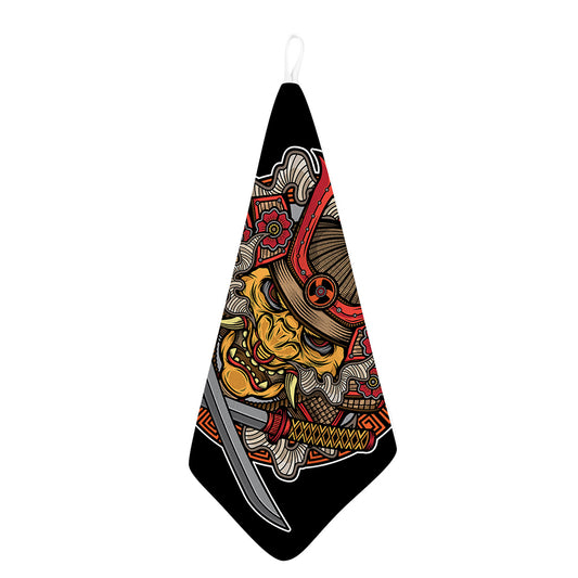 Japanese Samurai Mask Print Hand Towel