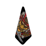Japanese Samurai Mask Print Hand Towel