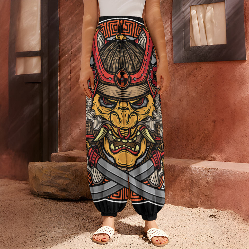 Japanese Samurai Mask Print Harem Pants