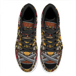 Japanese Samurai Mask Print High Top Leather Sneakers